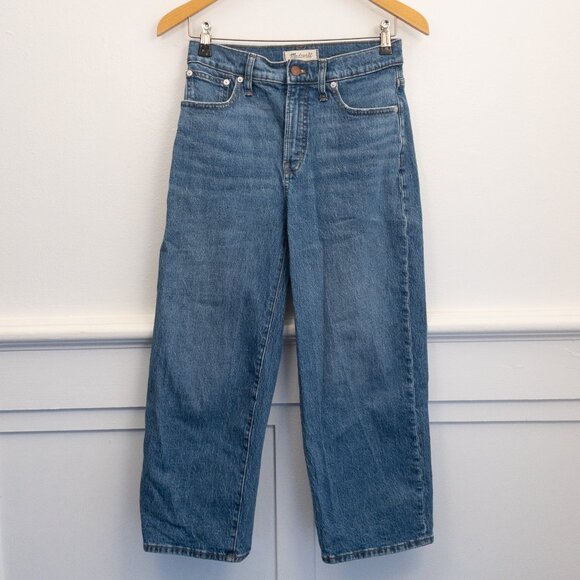 Madewell Perfect Vintage Wide-Leg Crop Jeans 27P High Rise Light Wash Denim - Picture 2 of 6
